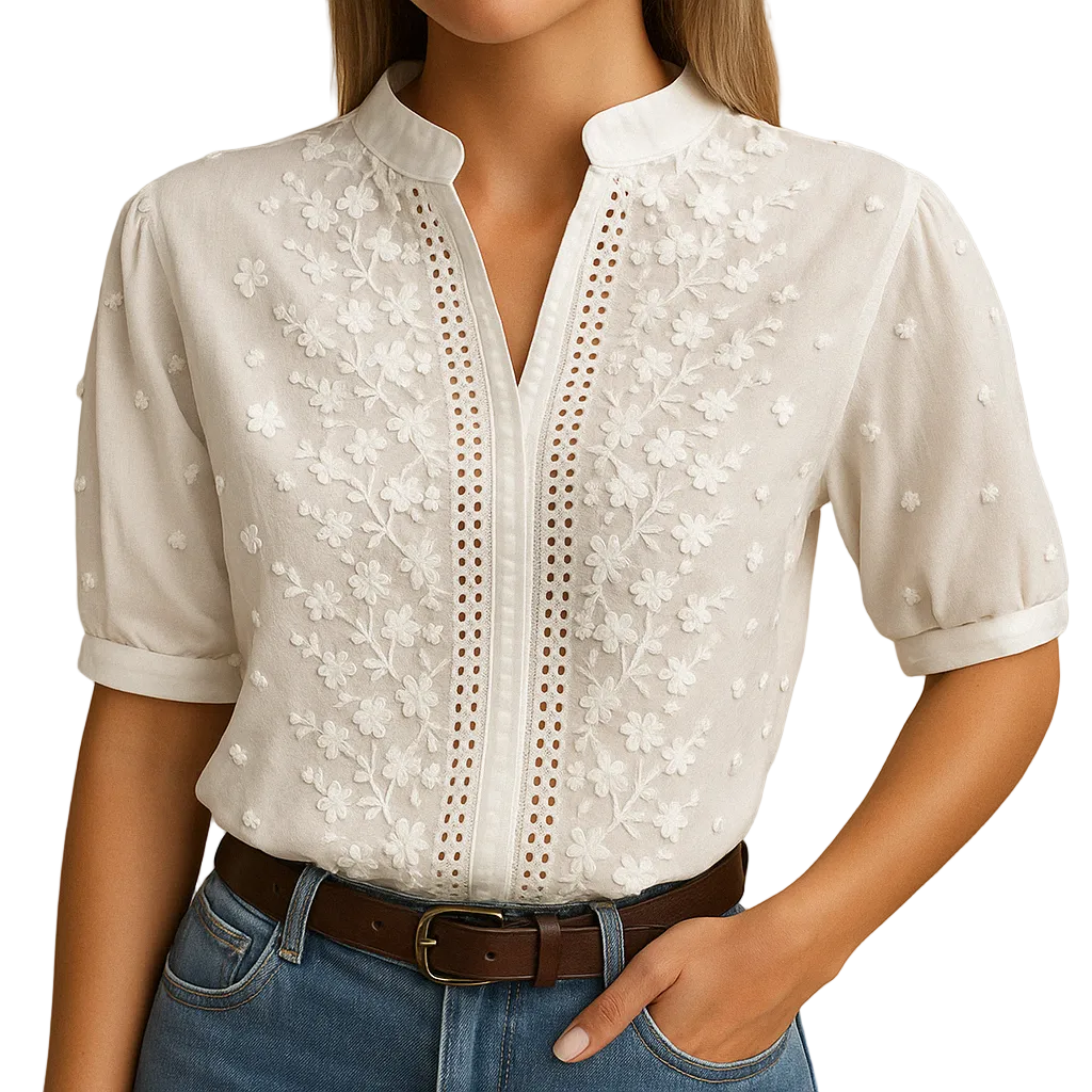 White elegant blouse for women with tailored fit and classic collar, perfect for work, casual days, and evening occasions.