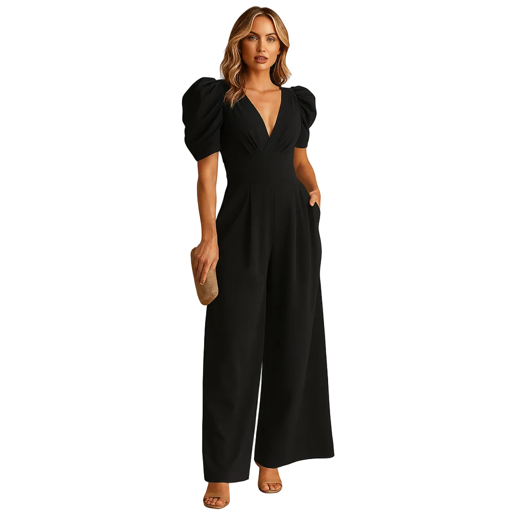 Women's elegant long jumpsuit for formal events and evening occasions back view