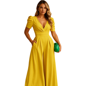 Women's elegant long jumpsuit for formal events and evening occasions side profile