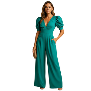 Women's elegant long jumpsuit for formal events and evening occasions angled view