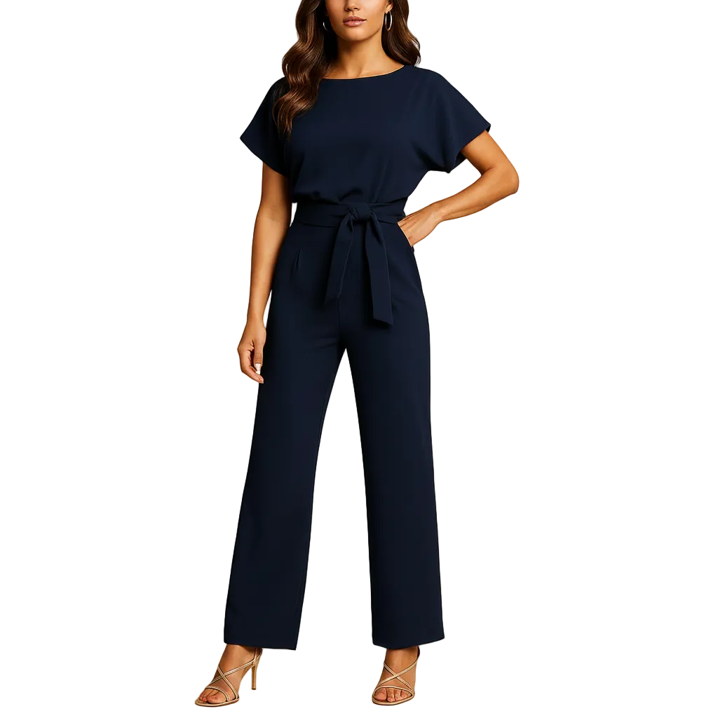 Women's high waist lace up jumpsuit for work and evening wear back view