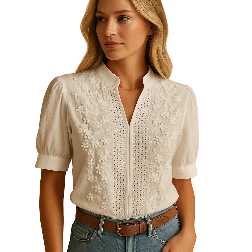 White elegant blouse for women with tailored fit and classic collar, perfect for work, casual days, and evening occasions.
