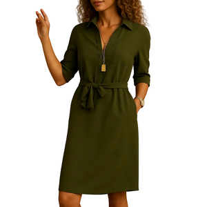 Women's elegant midi dress side profile