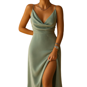 Women's V neck maxi dress front view