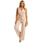 Wrap front detail on women's jumpsuit